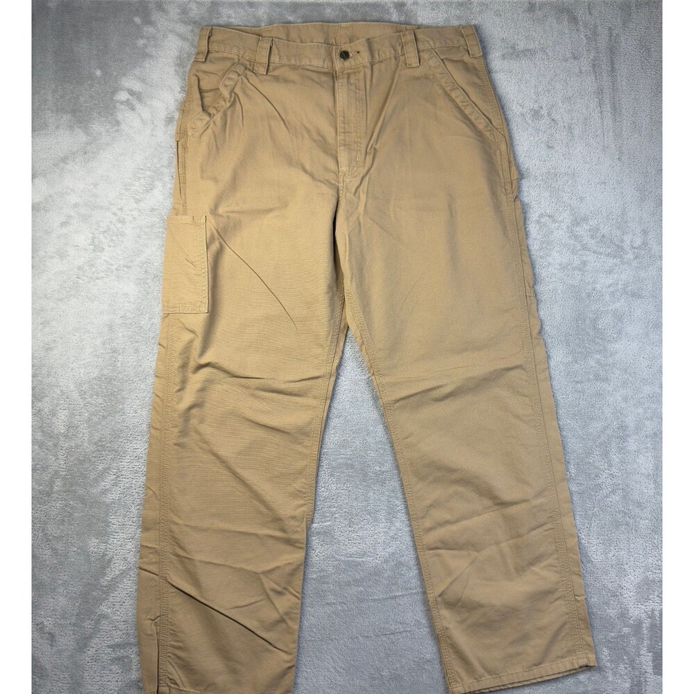 Carhartt Pants Mens 38x32 Tan B151-DKH Carpenter Workwear Cotton Dungaree Tough